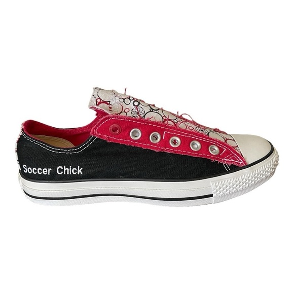 Converse One Reds “Soccer Chick” Custom Sneakers | Women’s 8 Y2K Red Black NWT - Picture 3 of 16